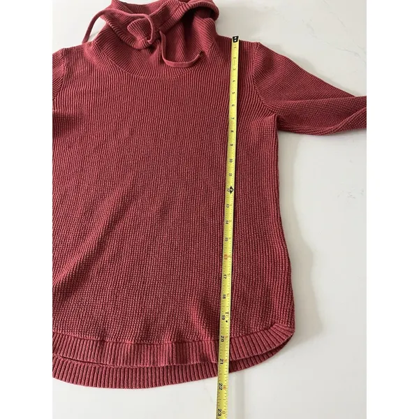 Lauren Ralph Lauren Red Cotton Waffle-Knit Cowl Neck Logo Pullover Sweater Small - Image 7
