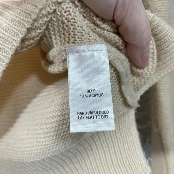 Lulus Women's Light Tan Casual Minimalist Acrylic Sweater - Size XS - Round Neck - Image 5