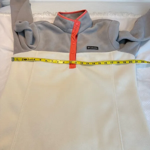 Columbia Fleece Pullover Top Women’s Size Large Snap Closure Gray Cream - Image 7