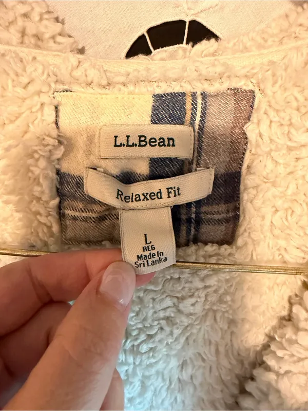 L.L.Bean Women's L Sherpa-Lined Plaid Flannel Hoodie Jacket Full Zip Cozy Layers - Image 2