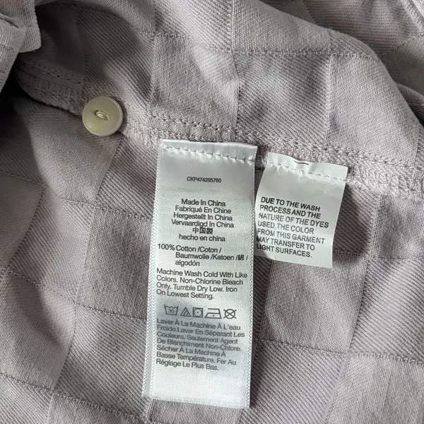 Madewell Garment Dyed Checkerboard Button Up Shirt NL027 Dusty Lavender Size XXL - Image 10
