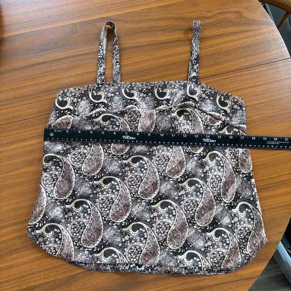 90s Vintage Lady Dorby Paisley Shimmer Tank Top Square Neck Polyester Size 36 - Image 11