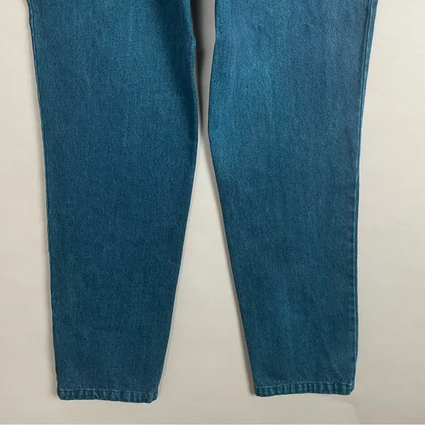 Vintage Jeans Yoke Front Seams Blue Greenish‎ Women Mom Jeans Unique Retro Dyed - Image 8