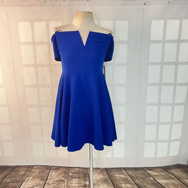 Lulu’s NWT Play the Party Cobalt Blue Off-the-Shoulder Skater Dress size xl - Image 5