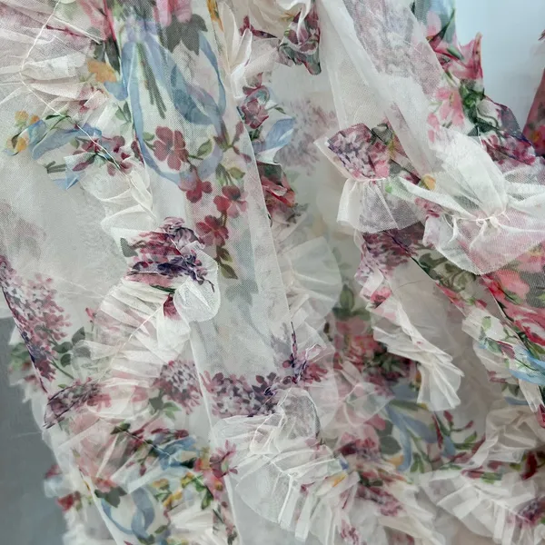 Floral Strapless Maxi Gown sheer lines lightweight - Image 4
