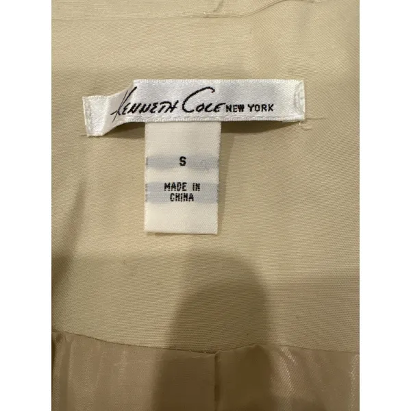 Kenneth Cole New‎ York Womens Beige Trench Coat Belted Double Breasted Size S - Image 5