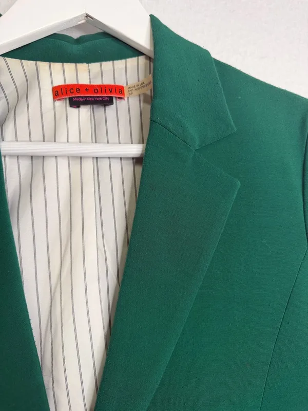 Alice + Olivia Emerald Green Women’s Fitted Blazer Small - Image 2