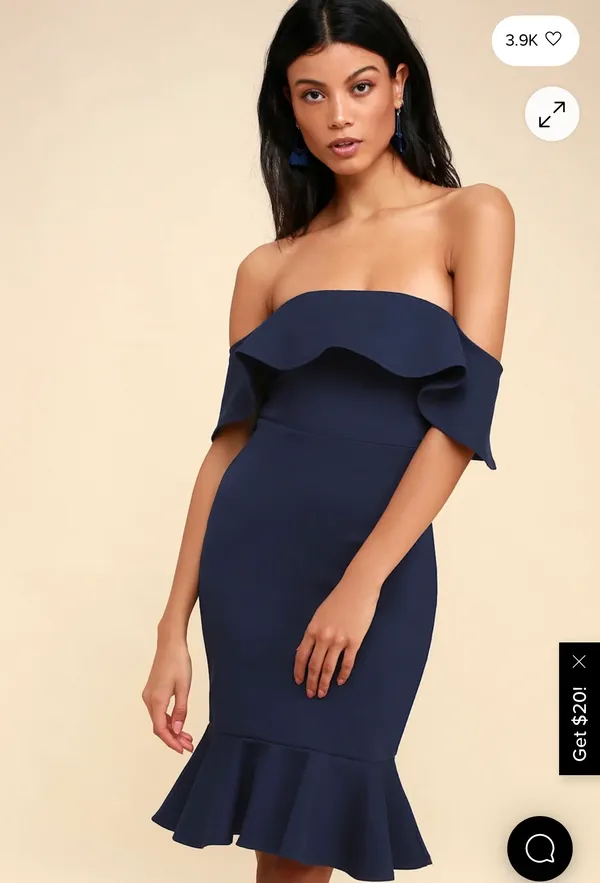 Lulus Confidence Boost Navy Blue Off The Shoulder Bodycon Dress - Image 3