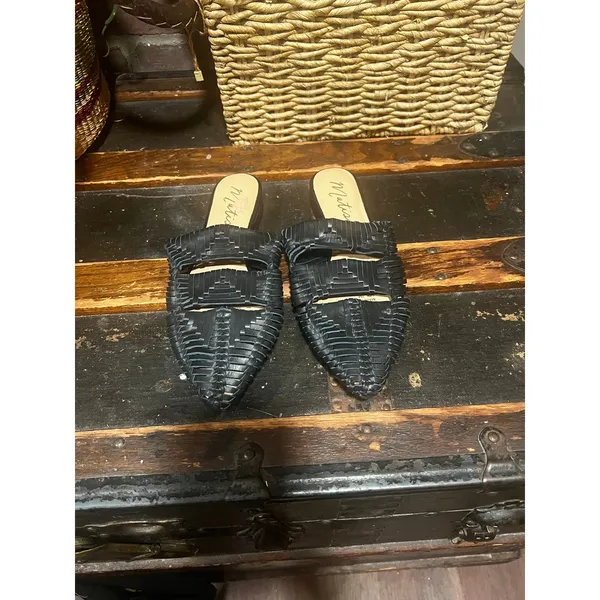 Matisse Black Woven Leather Pointed Toe Mule Flats 7 - Image 3