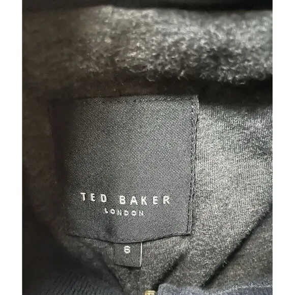 Ted Baker‎ London Blue Wool Sleeve Textured Coat Jacket Removable Collar Size 6 - Image 2