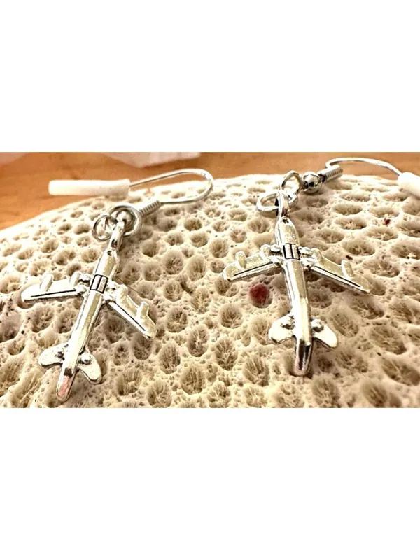 Airplane Earrings New Flight Attendant Gulfstream Aviation Travel Dangle Hooks - Image 12