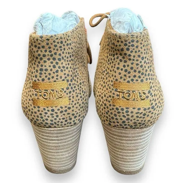 Toms Desert Ankle Lace Up Brown Suede Cheetah Leopard Wedge Boots Women's Sz 8.5 - Image 5