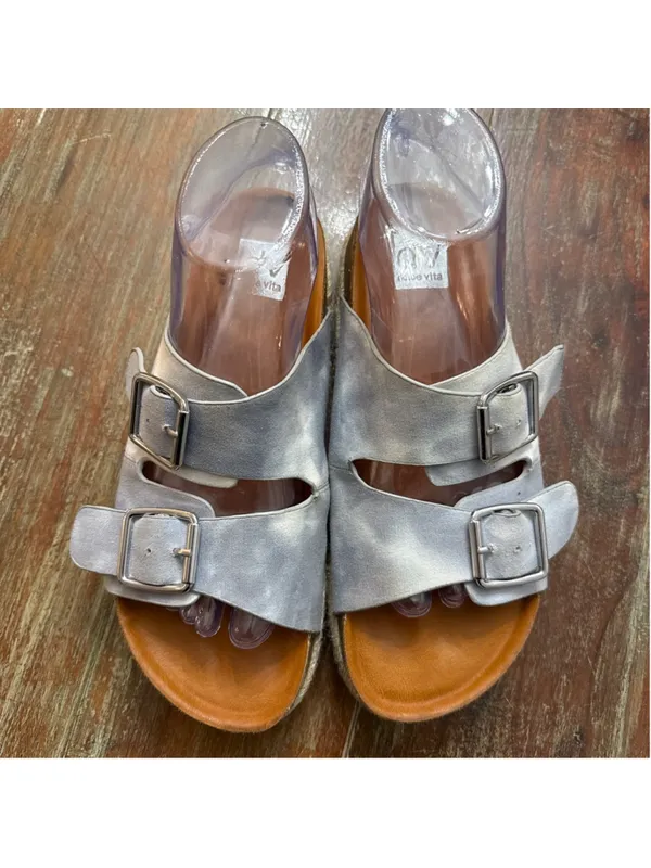 DV Dolce Vita Carther Tie Dye Slide Sandals Women's Size 8 Gray Blue Platform - Image 5