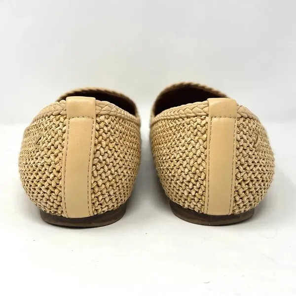 Zodiac Hill Natural Beige Raffia Woven Slip On Pointed Toe Loafers Size 8 - Image 5
