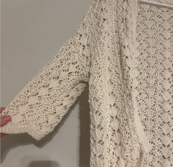 MNG Jeans Cream knit fall cardigan - Image 2
