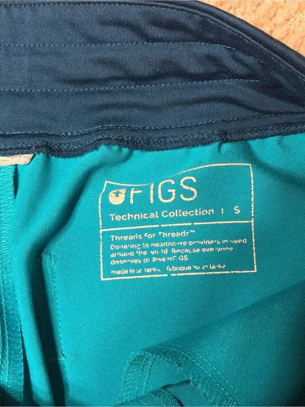 FIGS Teal Jogger Scrub bottom with Lime Drawstring size small R - Image 2