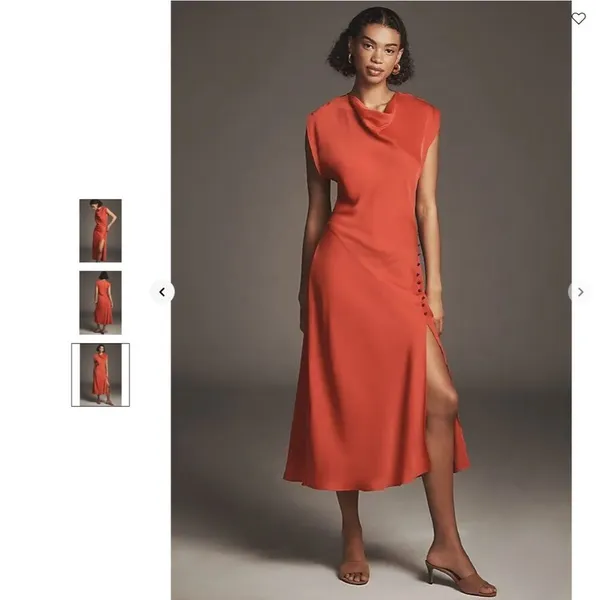 Anthropologie Maeve Short-Sleeve Cowl-Neck Slip Midi Dress - Image 4