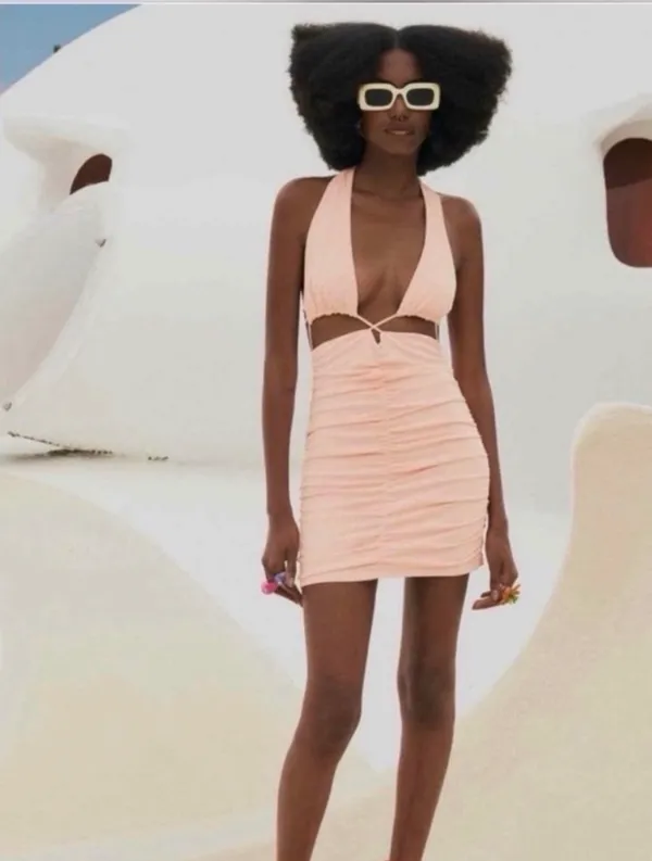 ZARA Ruched Halter Dress - Image 2