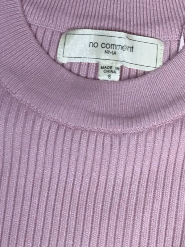 No Comment NY-LA Pink Ribbed Bodycon Sweater Dress Sheer Polka Dot Puff Sleeves - Image 8
