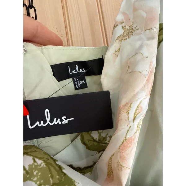 NWT Lulus Radiant Occasion Light Green Floral Satin A-Line Maxi Dress Resort 3X - Image 8