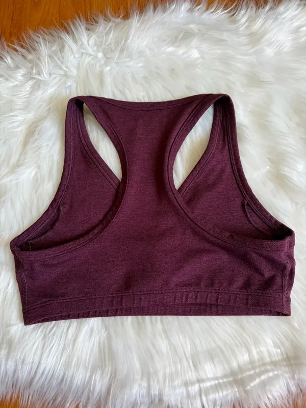Quince Ultra-Soft V-Neck Racerback Bra Maroon Women's Medium - Image 4