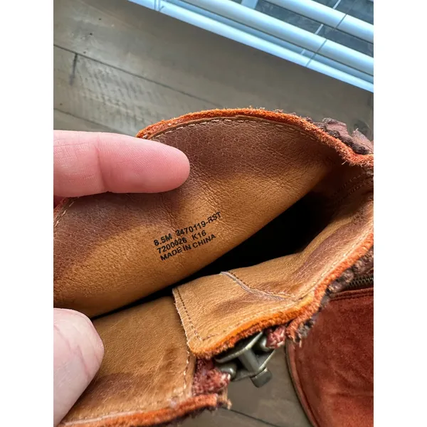 Frye Madeline Orange Suede Trim Short Ankle Booties Size 8.5 - Image 5