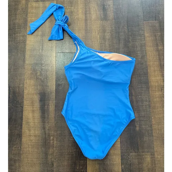 J. Crew Blue Bow One-Shoulder One Piece Swimsuit Size 12 - Image 5