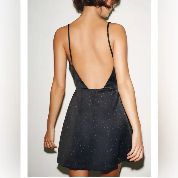 Zara RHINESTONE‎ SATIN EFFECT MINI DRESS - Image 2