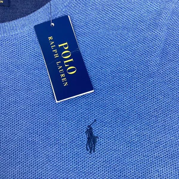 Polo Ralph Lauren Mesh Knit Crewneck Sweater Blue New with tag Cotton Mens Large - Image 5