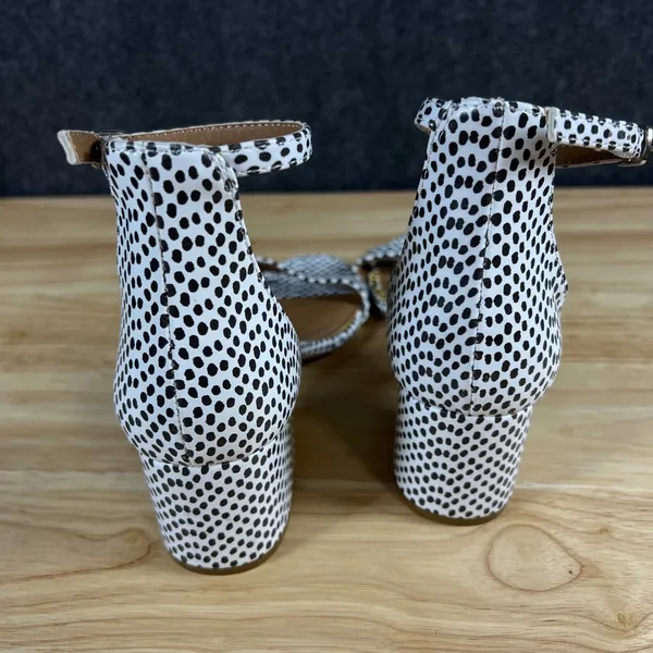 Steve Madden Irenee Polka Dot Block Heel Sandals Black White 7.5M - Image 10