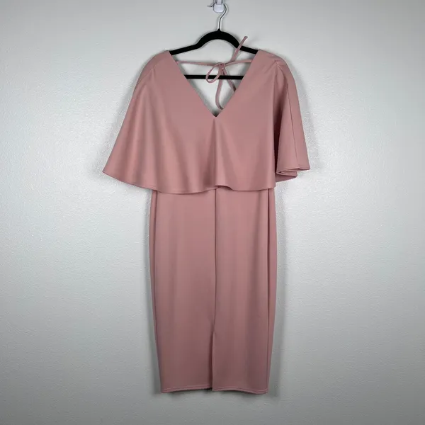ASOS Women's Midi Dress Cape Overlay Pink Sz 6 NWT - Image 6