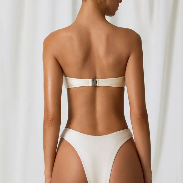 Oh Polly Cream Strapless Bandeau Bikini Bottom - Image 2