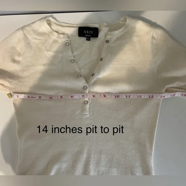 Vici Collection Cream Slim-Fit Ribbed Henley Bodysuit/Tee - Image 8