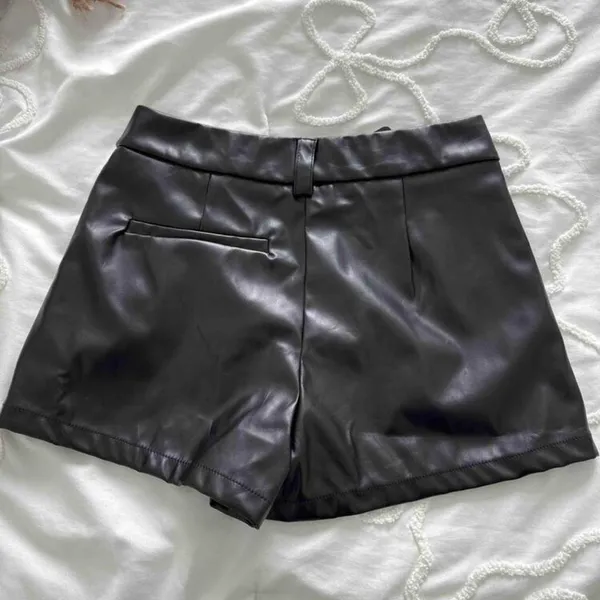 Shein Faux Leather Shorts Black - Image 3