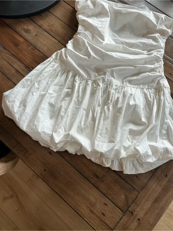 NWT More to Come Revolve White Sleeveless Bubble Mini Dress M - Image 6