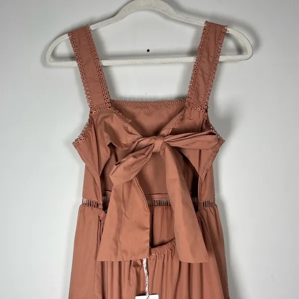 By The River NWT Tiered Tie Back Maxi Dress With Crochet Inset Detail Sz S - Image 9