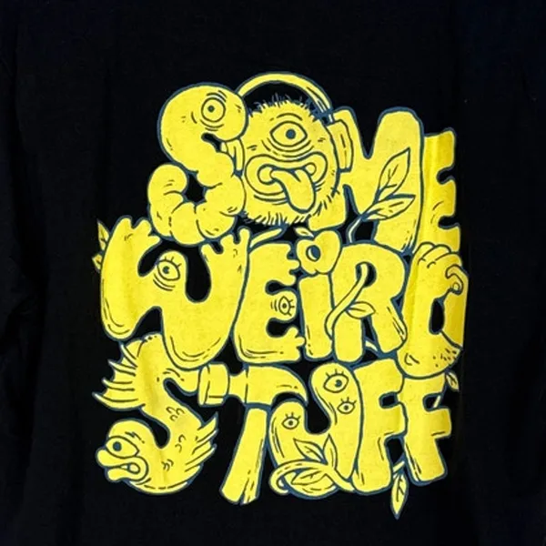 Zara Some Weird Stuff Graphic Oversized Relaxed Fit Basic T Shirt M Black Yellow - Image 2