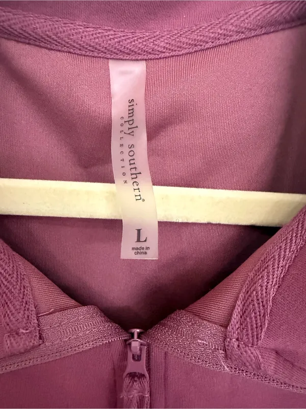 Simply Southern Rose Plum Half-Zip Pullover Women size Large - Image 3