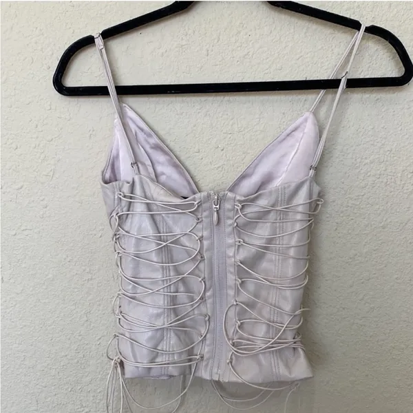 HOUSE OF CB 'Antonella'‎ Off White Vegan Leather Corset NWOT sise L - Image 4