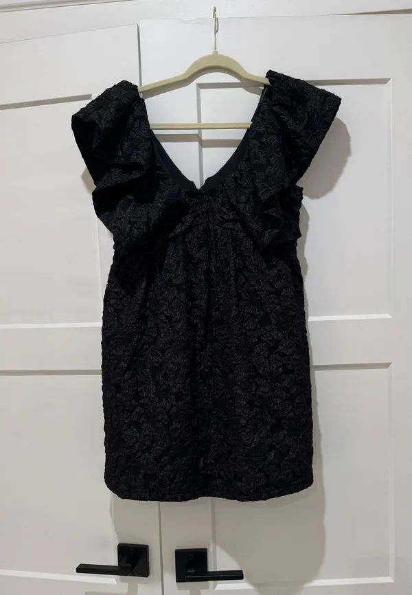Sugarlips Arielle Jacquard Mini Babydoll Dress Black - Image 5