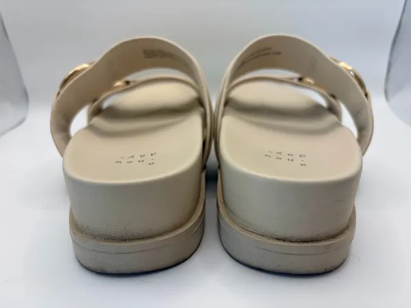 A New Day Women’s Cream Platform Slide Sandals Gold Ring Minimalist Y2K Chic 6.5 - Image 8