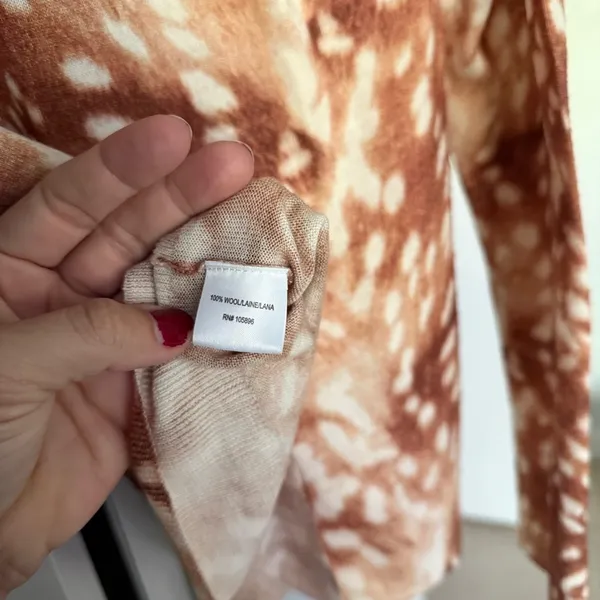 Worth New York Crewneck Sweater Deer Wool Antelope Print Pullover‎ - Image 3