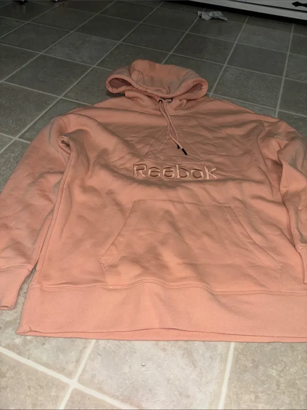 Reebok large logo Hoodie with Pocket Dusty Coral Size M - Image 4