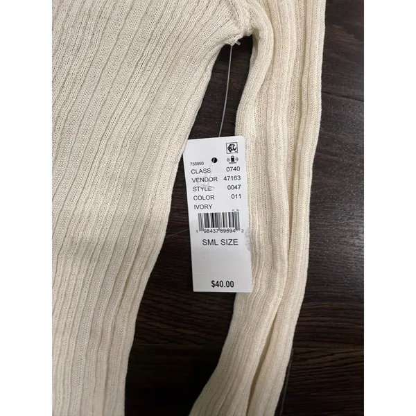 NWT PacSun Third Charm Ivory Ribbed Off-The-Shoulder Foldover Sweater - Size S‎ - Image 2