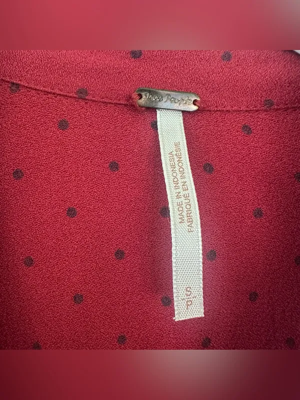 Free People Polka Dot Mini Dress Long Sleeve Button Up Women’s Small Red - Image 7