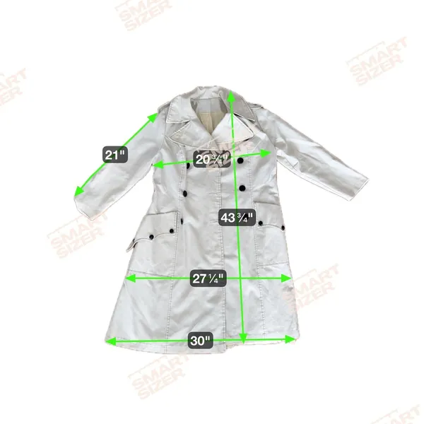 Vintage Cream Double Breasted Trench Coat Women's Long Sleeves M - Image 4
