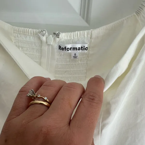 Reformation White Derek Off The Shoulder Midi Dress NWT‎ - Image 5