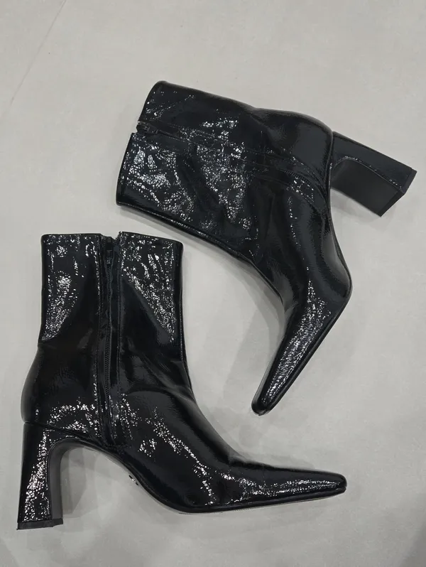 New! Zara Black Patent Square-Toe Ankle Booties 38/ 7.5 US. - Image 2