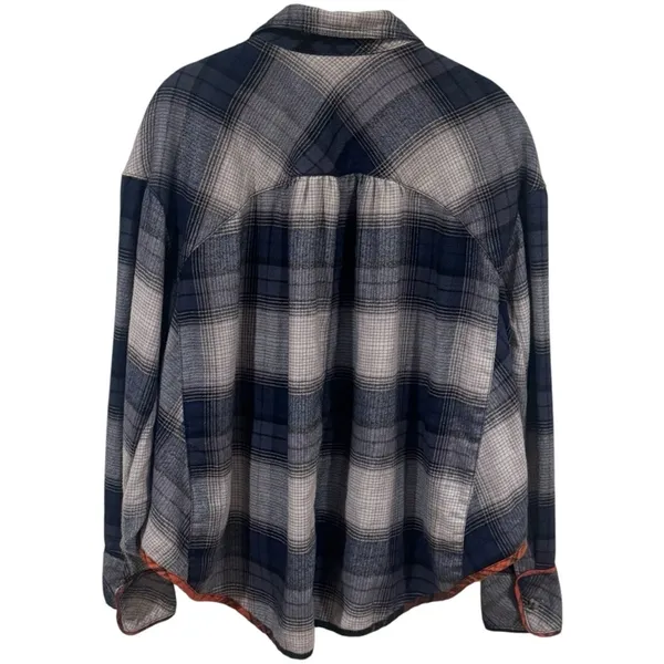 BDG Urban Outfitters Blue and Grey Plaid‎ Oversized Flannel Top Size S - Image 5
