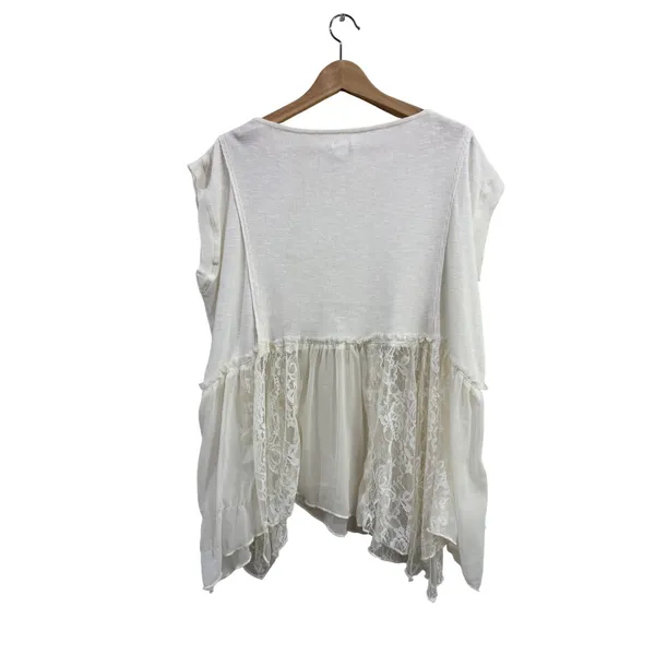 Kimchi Blue Urban Outfitters Ivory Lace Mixed Media Baby Doll Tunic Top Medium - Image 2